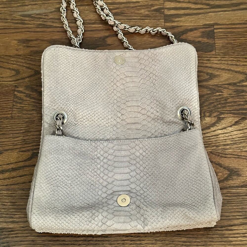 Abro Python Skin Leather Shoulder Bag Light Gray … - image 5
